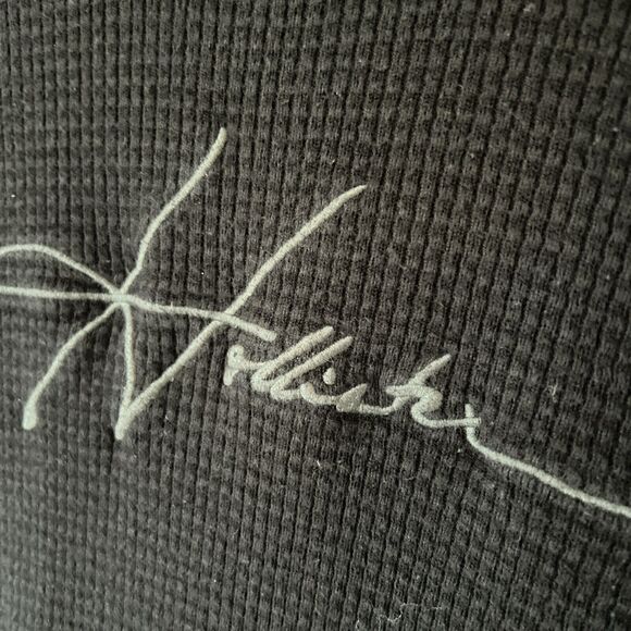 HOLLISTER Thermal Spell Out Shirt Mens Small Black Cursive Grunge Skater Y2K - Picture 3 of 13